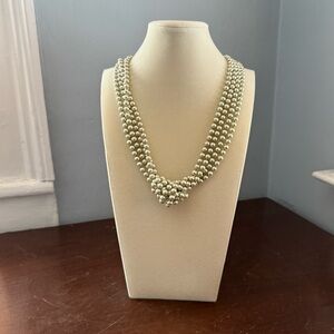 J.Crew Silver Knotted Pearl Statement Necklace Jewelry